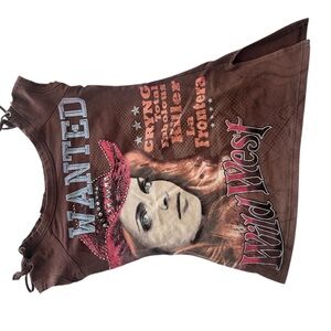 Brown Wild West Graphic Top